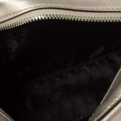 Pre Owned Karl Lagerfeld Metallic Silver Leather Camera Crossbody Bag