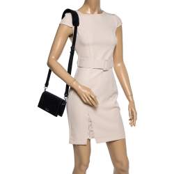 Karl Lagerfeld Black Signature Embossed Leather Flap Shoulder Bag