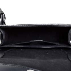 Karl Lagerfeld Black Signature Embossed Leather Flap Shoulder Bag