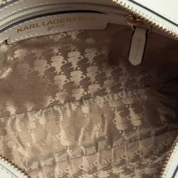 Pre Owned Karl Lagerfeld White Leather Maybelle Choupette Crossbody Bag             