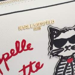 Pre Owned Karl Lagerfeld White Leather Maybelle Choupette Crossbody Bag             