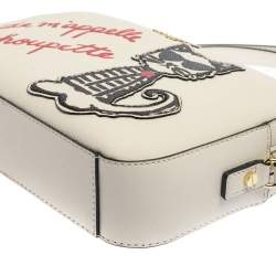 Pre Owned Karl Lagerfeld White Leather Maybelle Choupette Crossbody Bag             