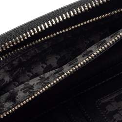 Pre Owned Karl Lagerfeld Pink/Black Leather Choupette Zip Around Continental Wallet