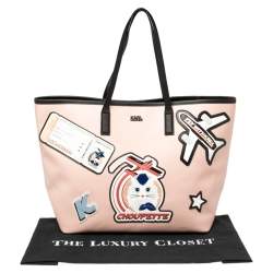 Karl Lagerfeld Pink/Black Leather K/jet Choupette Shopper Tote 