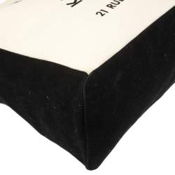 Pre Owned Karl Lagerfeld Cream White/Black Canvas Rue St Guillaume Tote