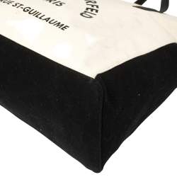Pre Owned Karl Lagerfeld Cream White/Black Canvas Rue St Guillaume Tote