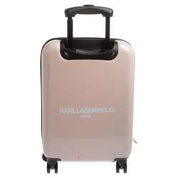 Pre Owned Karl Lagerfeld Light Pink Plastic Kat Expandable 4 Wheel Luggage