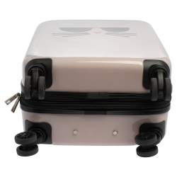 Pre Owned Karl Lagerfeld Light Pink Plastic Kat Expandable 4 Wheel Luggage