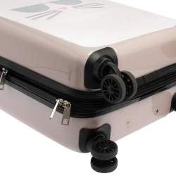 Pre Owned Karl Lagerfeld Light Pink Plastic Kat Expandable 4 Wheel Luggage