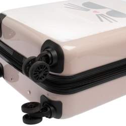 Pre Owned Karl Lagerfeld Light Pink Plastic Kat Expandable 4 Wheel Luggage