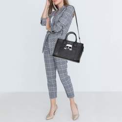 Pre Owned Karl Lagerfeld Black Saffiano Leather K/Ikonik Tote