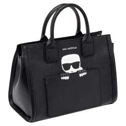 Pre Owned Karl Lagerfeld Black Saffiano Leather K/Ikonik Tote