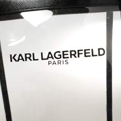 Pre Owned Karl Lagerfeld Black PVC and Leather Clear Swim Tote