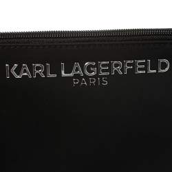 Pre Owned Karl Lagerfeld Black PVC and Leather Clear Swim Tote
