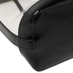 Pre Owned Karl Lagerfeld Black PVC and Leather Clear Swim Tote