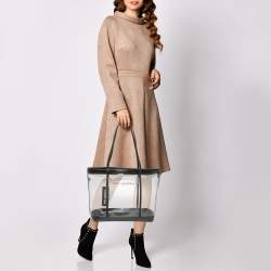 Pre Owned Karl Lagerfeld Black PVC and Leather Clear Swim Tote