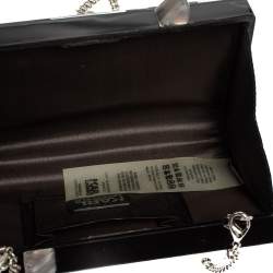 Karl Lagerfeld Black/Silver Glitter Acrylic Choupette Minaudiere Chain Box Clutch