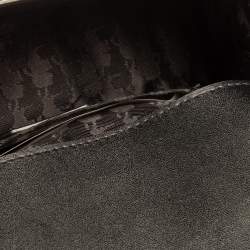 Pre Owned Karl Lagerfeld Black Logo Embossed Patent Leather Flap Shoulder Bag