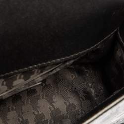 Pre Owned Karl Lagerfeld Black Logo Embossed Patent Leather Flap Shoulder Bag