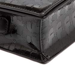 Pre Owned Karl Lagerfeld Black Logo Embossed Patent Leather Flap Shoulder Bag
