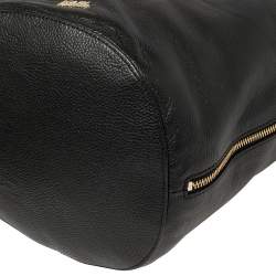 Pre Owned Karl Lagerfeld Black Pebble Leather Drawstring Bucket Bag