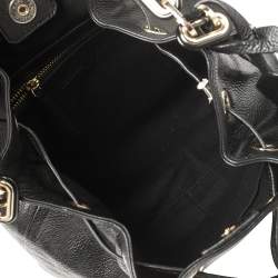 Pre Owned Karl Lagerfeld Black Pebble Leather Drawstring Bucket Bag