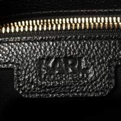 Pre Owned Karl Lagerfeld Black Pebble Leather Drawstring Bucket Bag