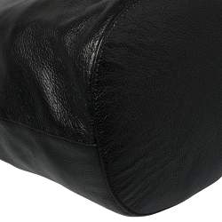 Pre Owned Karl Lagerfeld Black Pebble Leather Drawstring Bucket Bag