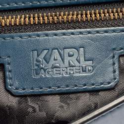 Pre Owned Karl Lagerfeld Teal Blue Leather K/Pura Shoulder Bag