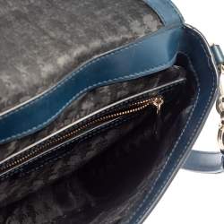 Pre Owned Karl Lagerfeld Teal Blue Leather K/Pura Shoulder Bag