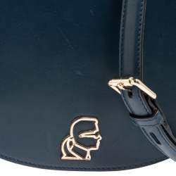 Pre Owned Karl Lagerfeld Teal Blue Leather K/Pura Shoulder Bag