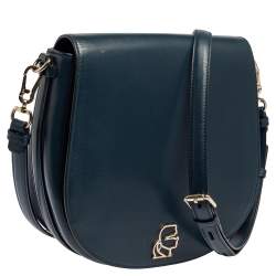 Pre Owned Karl Lagerfeld Teal Blue Leather K/Pura Shoulder Bag