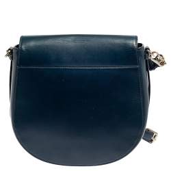 Pre Owned Karl Lagerfeld Teal Blue Leather K/Pura Shoulder Bag