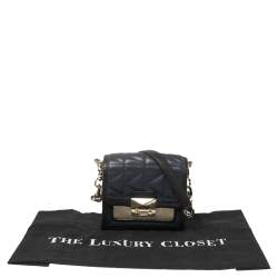 Pre Owned Karl Lagerfeld Navy Blue/Black Leather K/Kuilted Crossbody Bag