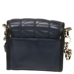 Pre Owned Karl Lagerfeld Navy Blue/Black Leather K/Kuilted Crossbody Bag