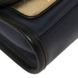Pre Owned Karl Lagerfeld Navy Blue/Black Leather K/Kuilted Crossbody Bag