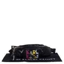 Pre Owned Karl Lagerfeld Black Leather Karlifornia Belt Bag
