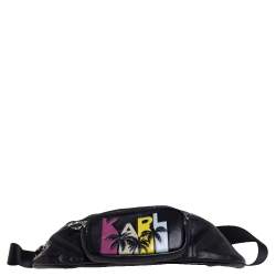 Pre Owned Karl Lagerfeld Black Leather Karlifornia Belt Bag