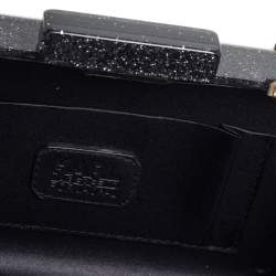 Karl Lagerfeld Black Glitter Acrylic Tres Karl Chain Box Clutch