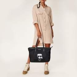 Karl Lagerfeld Black Nylon K Ikonik Tote