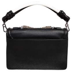 Pre Owned Karl Lagerfeld Black/White Leather K/ikonik Klassik Shoulder Bag