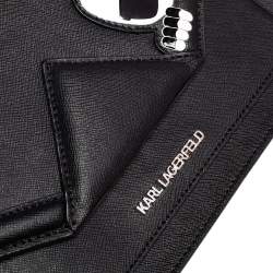 Pre Owned Karl Lagerfeld Black/White Leather K/ikonik Klassik Shoulder Bag