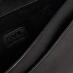 Pre Owned Karl Lagerfeld Black/White Leather K/ikonik Klassik Shoulder Bag