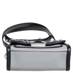 Pre Owned Karl Lagerfeld Grey Leather and Tweed Crossbody Bag