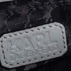 Pre Owned Karl Lagerfeld Grey Leather and Tweed Crossbody Bag