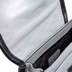 Pre Owned Karl Lagerfeld Grey Leather and Tweed Crossbody Bag