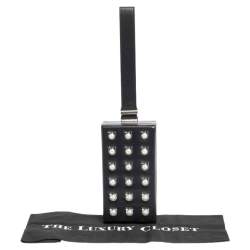 Pre Owned Karl Lagerfeld Black Leather Nyc Choupette Pearl Embellished Clutch