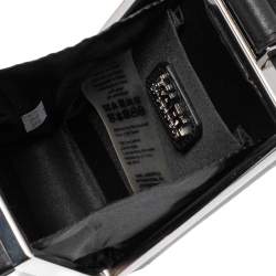 Pre Owned Karl Lagerfeld Black Leather Nyc Choupette Pearl Embellished Clutch