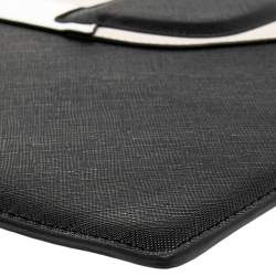 Pre Owned Karl Lagerfeld Black Leather Ikonik Top Zip Clutch