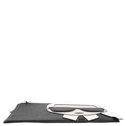 Pre Owned Karl Lagerfeld Black Leather Ikonik Top Zip Clutch